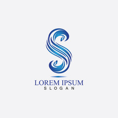 S letter water splash logo design template