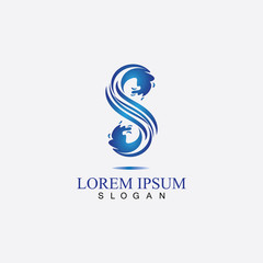 S letter water splash logo design template