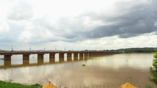 Africa Mali City and River Aerial View 4