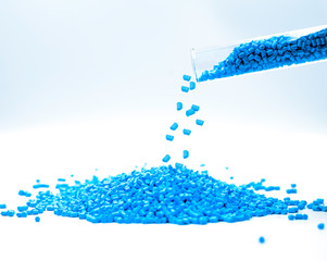 Close up of  plastic polymer granules, Plastic beads