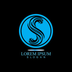 S letter water splash logo design template