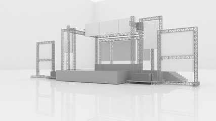 3D stage, Stage podium on white Background, Stage mockup. 3d Rendering illustration.
