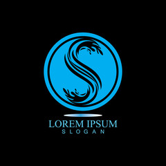 S letter water splash logo design template
