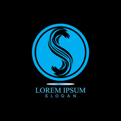 S letter water splash logo design template