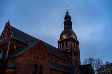 Fototapeta na wymiar April 24, 2018 Riga, Latvia. The Dome Cathedral.in the old town in Riga
