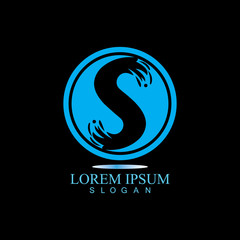 S letter water splash logo design template