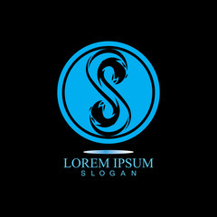 S letter water splash logo design template