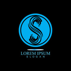 S letter water splash logo design template