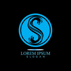 S letter water splash logo design template
