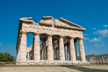 Fototapeta na wymiar Temples in the Archaeological Site of Paestum, Campania, Italy