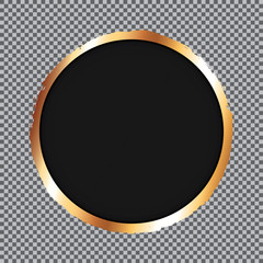 round black banner with golden frame and on transparent background