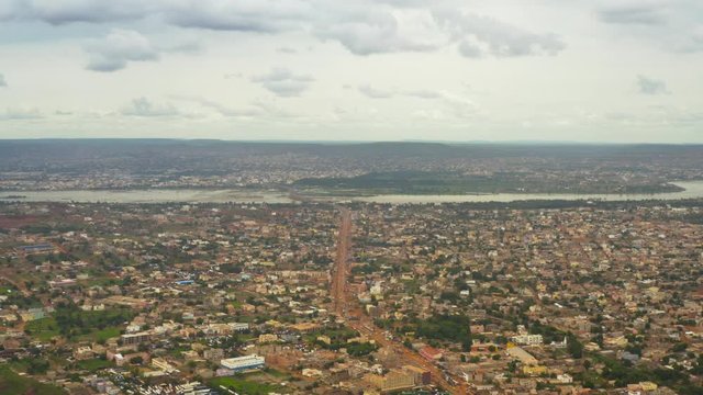 Africa Mali City and River Aerial View 6