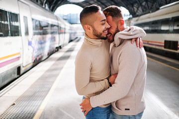a young gay couple at Barcelona - gay concept
