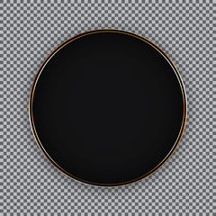 round black banner with golden frame and on transparent background