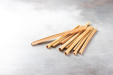 Bamboo drinking straws with Zero - waste. Ecological concept. Concept zero waste.