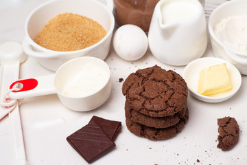 chocolate chip cookies  on wooden table