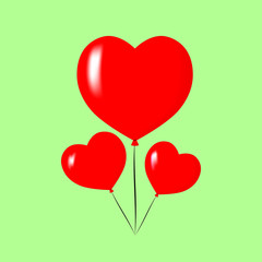 Fototapeta na wymiar Heart balloons icon, Valentines day symbol design template, vector illustration