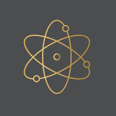 golden atom structure icon - vector illustration