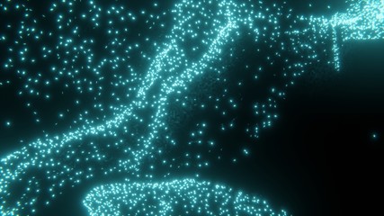 Green glow abstract concept universe scene with planets or element, stars and galaxies or hexagon...