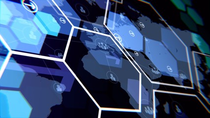 Hexagon with planets or element, stars and galaxies or hexagon in outer space showing the beauty of space exploration.