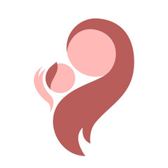 Simple logo with mom and baby. Vector isolated illustration on the theme of family and motherhood.