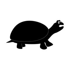 Tortoise silhouette with open mouth. Isolated vector on a white background.