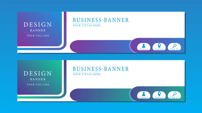 Vector rectangle modern design set business banner. Business banner background template. Horizontal advertising business banner layout template flat design set, clean abstract cover header background.