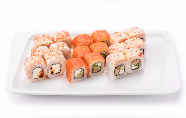 sushi rolls set on a white background