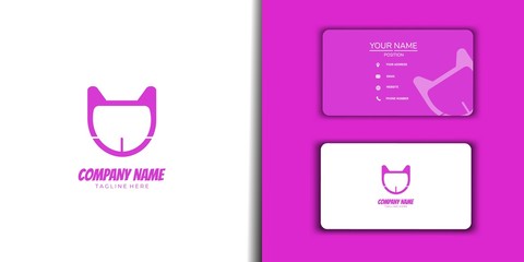 Line style car logo, set with business card template