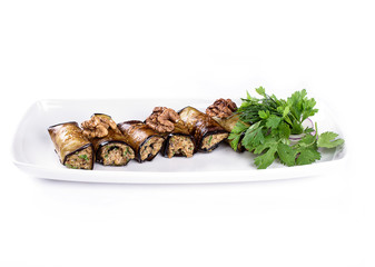 fried zucchini stuffed on a white plate