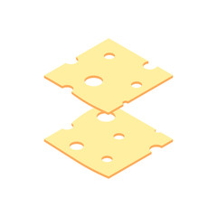 Pieces of cheese. Isometry. 3D. Vector image