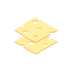 Pieces of cheese. Isometry. 3D. Vector image
