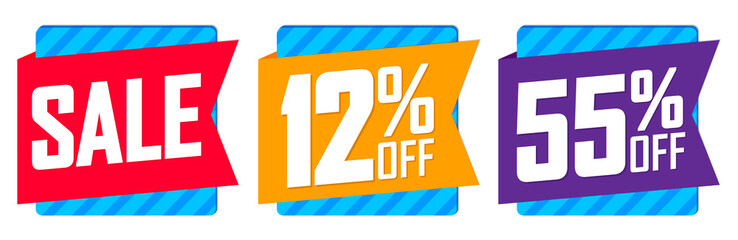 Set Sale banners design template, discount tags, vector illustration