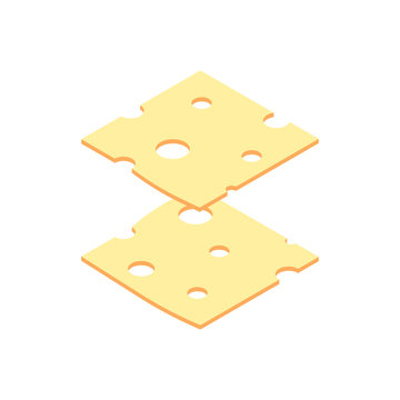 Pieces of cheese. Isometry. 3D. Vector image