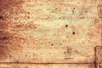 Metal texture, rusty metal with peeling paint, pieces of metal with welds. Background, copy space.