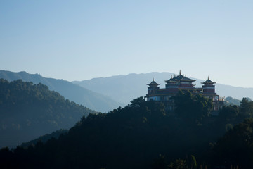 View on the buddhist monastery on the hill, Kathmandu, Nepal 
