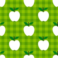 Apple pattern. Fruit seamless background or wallpaper. Checkered plaid repeated design great for kitchen and food digital paper, textile, fabric, decor, wrapping. Vintage surface