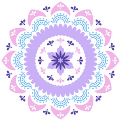 Cute floral ornament vector illustration on white background. Colorful ethnic print