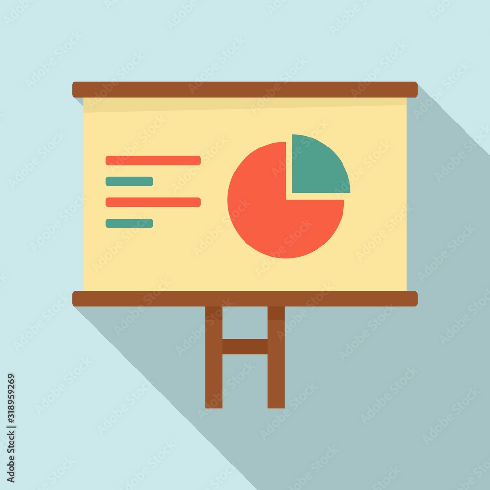 Poster pie graph board icon. flat illustration of pie graph board vector icon for web design