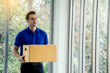 parcel delivery of a package through a service Customer and Pick up autograph sign. hand accepting...