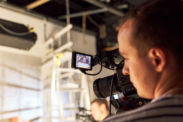 Behind the scenes of video production or video shooting, Film grain, selective focus, special...