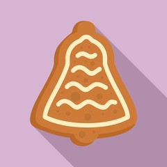 Gingerbread fir tree icon. Flat illustration of gingerbread fir tree vector icon for web design
