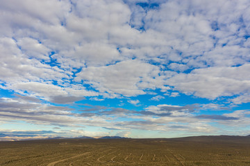 Aerial view of vast desert landscape in mojave california