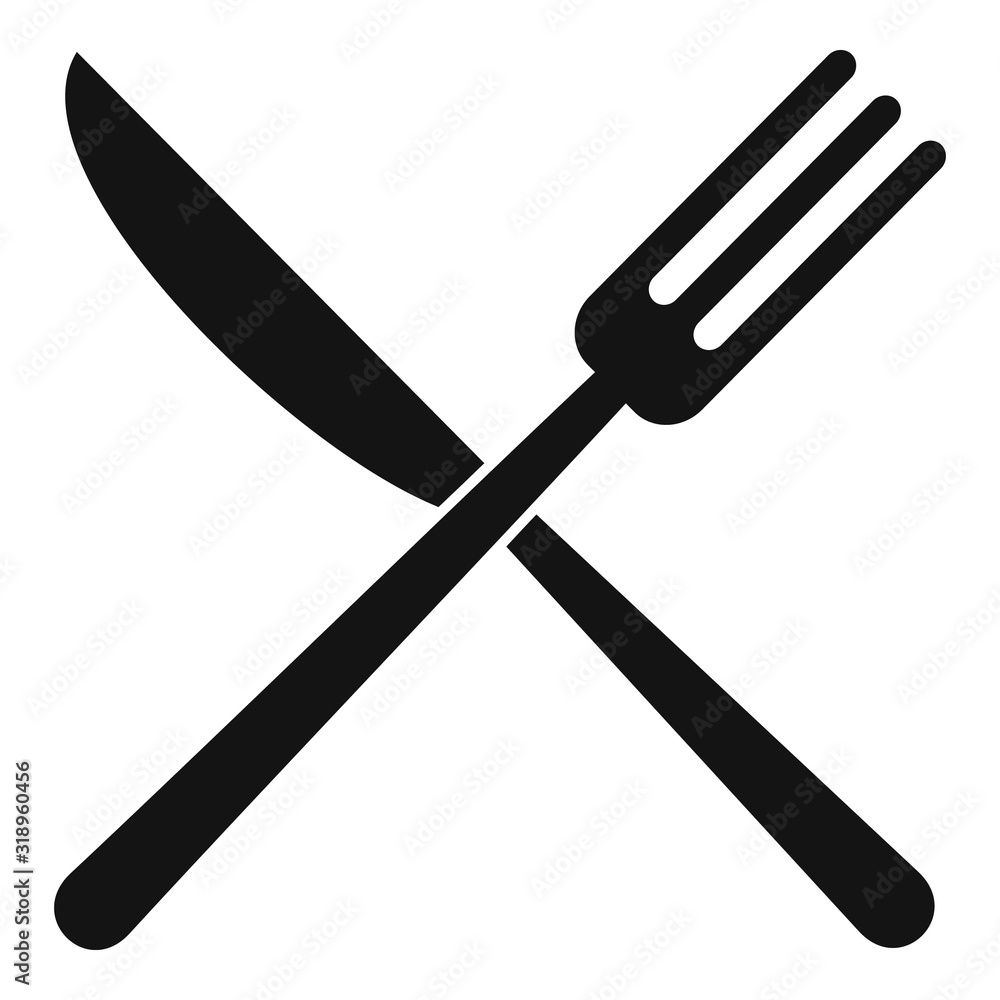 Poster knife cross fork icon. simple illustration of knife cross fork vector icon for web design isolated o