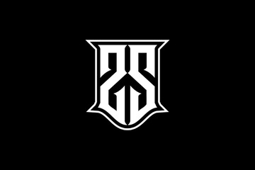 letter Z and S with shield vector logo template