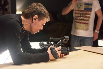 Behind the scenes of video production or video shooting, Film grain, selective focus, special...