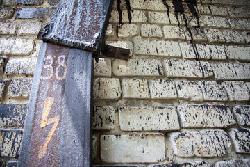 Abstraction. Industrial. Background. Brickwork. Iron pipe