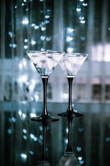 martini glass on a black background