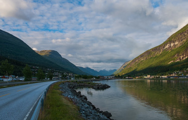 Oldedalen valley - one of the most spectacular areas of natural beauty in Norway. Town Stryn and...