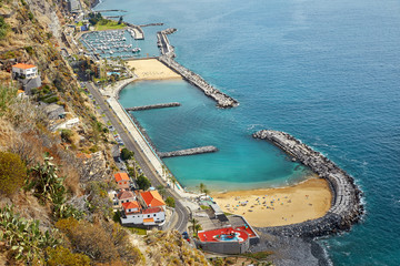 Shot of the Calheta beach in Madeira Portugal - obrazy, fototapety, plakaty